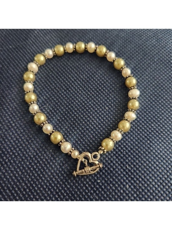 unbranded Jewelry - Single Strand Genuine White & Gray Pearl Toggle Bracelet